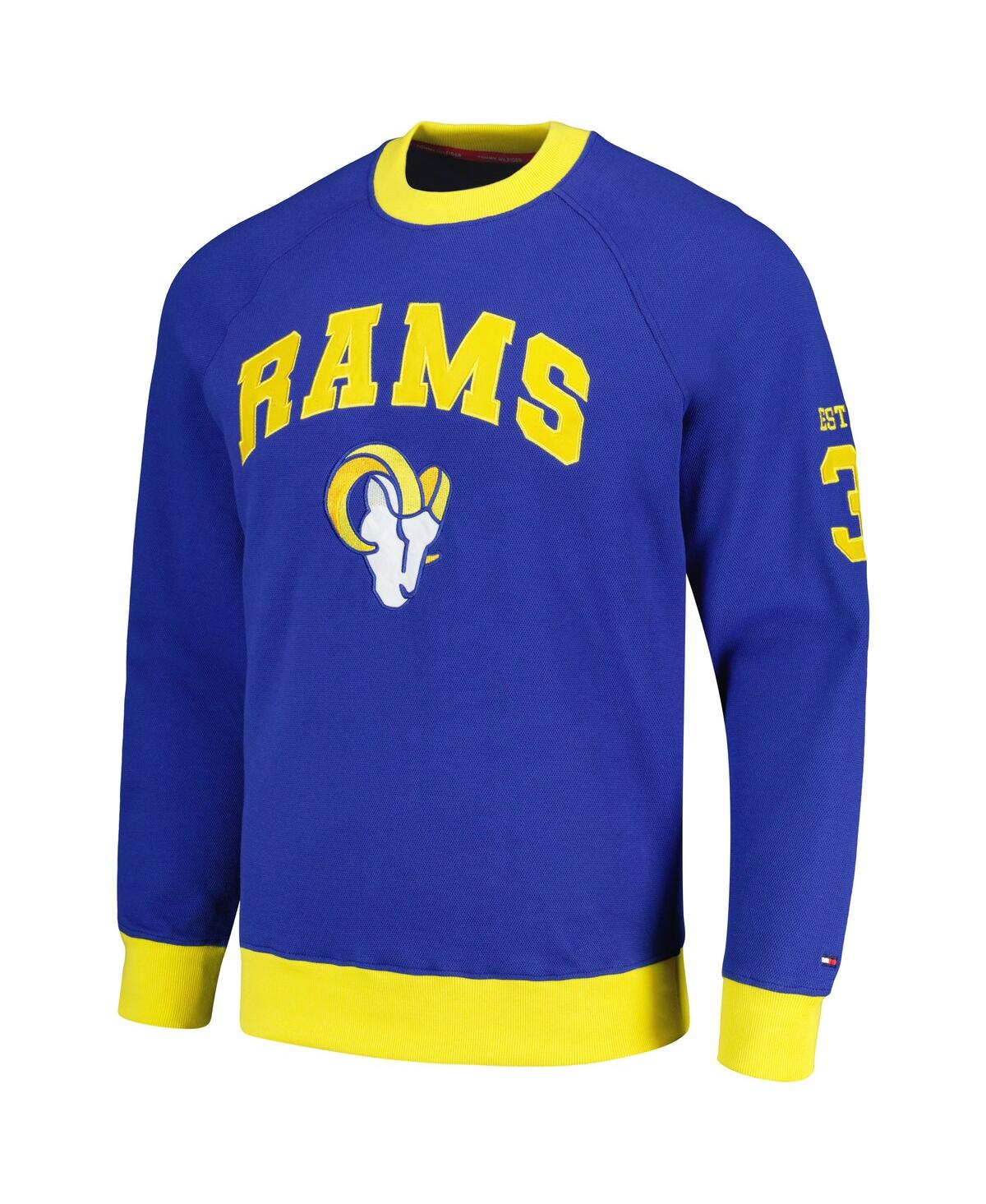 Shop Tommy Hilfiger Men's  Royal Los Angeles Rams Reese Raglan Tri-blend Pullover Sweatshirt