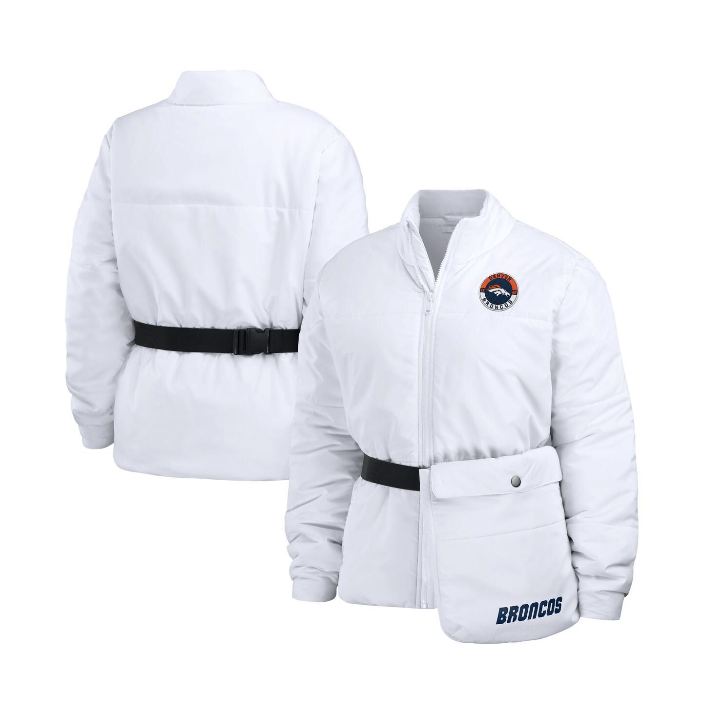 Женская куртка WEAR by Erin Andrews White Denver Broncos Packaway Full-Zip Puffer — фото 1