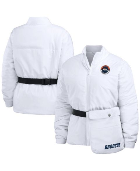 Женские куртки WEAR by Erin Andrews Women's White Denver Broncos Packaway Full-Zip Puffer Jacket