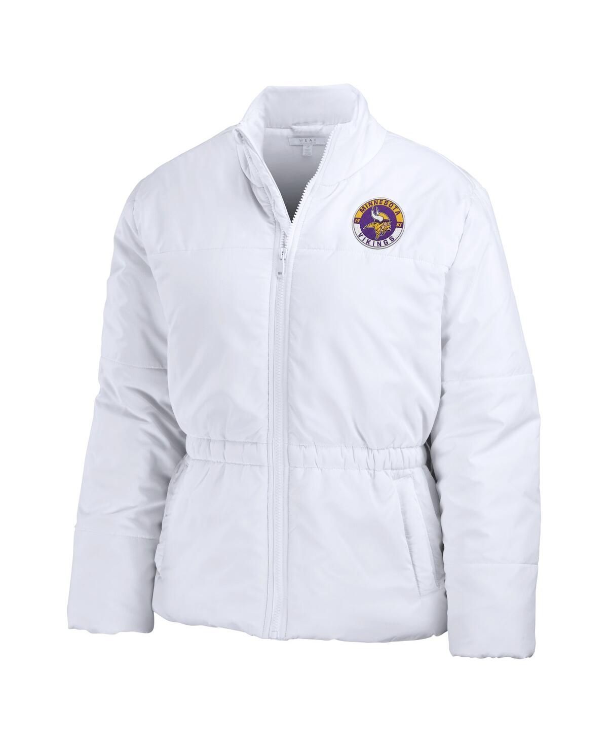 Shop Wear By Erin Andrews Women's  White Minnesota Vikings Packaway Full-zip Puffer Jacket