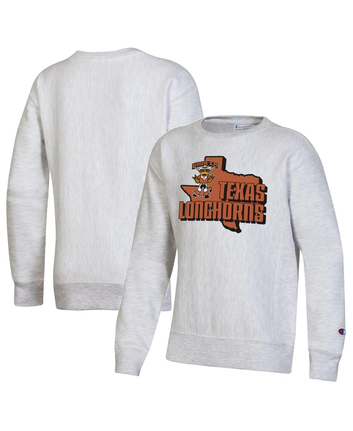 Champion Kids' Big Boys  Heather Gray Texas Longhorns Reverse Weave Pullover Sweatshirt