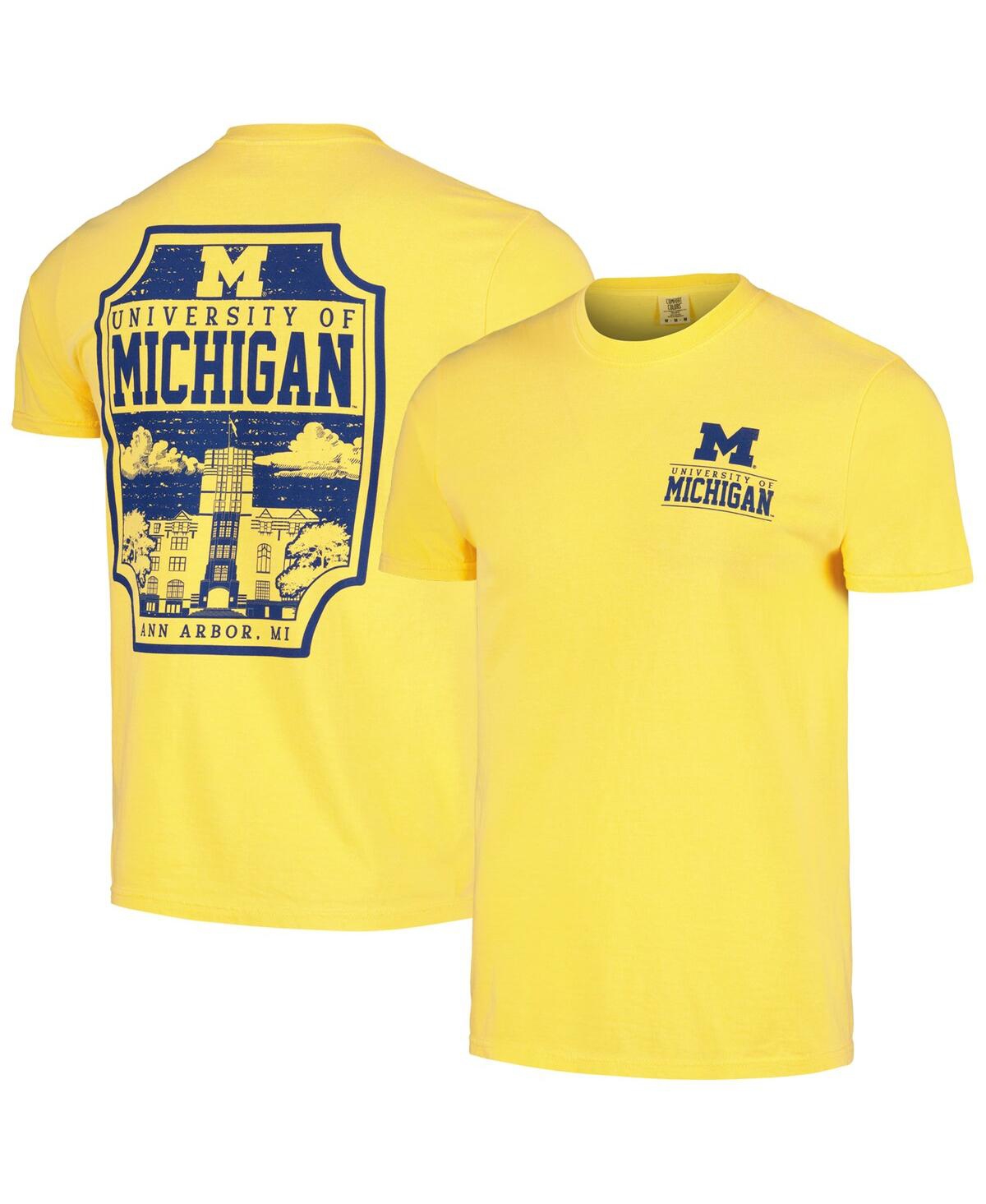 Shop Image One Men's Maize Michigan Wolverines Campus Badge Comfort Colors T-shirt