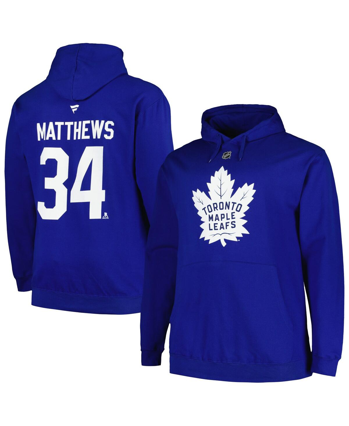 Men's Profile Auston Matthews Blue Toronto Maple Leafs Big and Tall Name and Number Pullover Hoodie - Blue