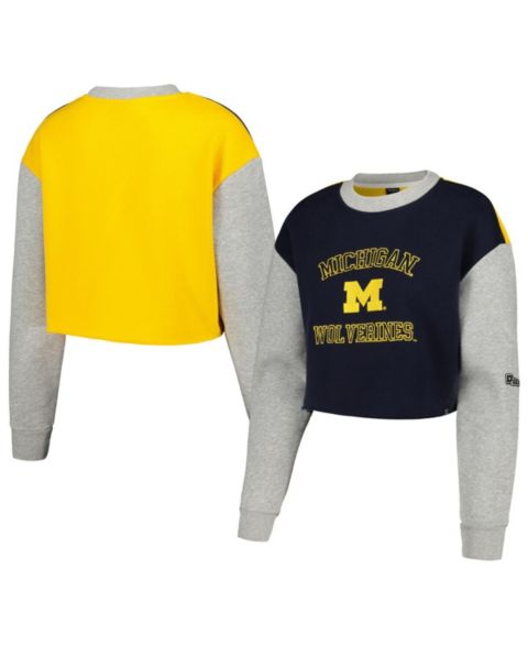 Женская толстовка Hype And Vice Navy Michigan Wolverines Colorblock Rookie Crew Pullover