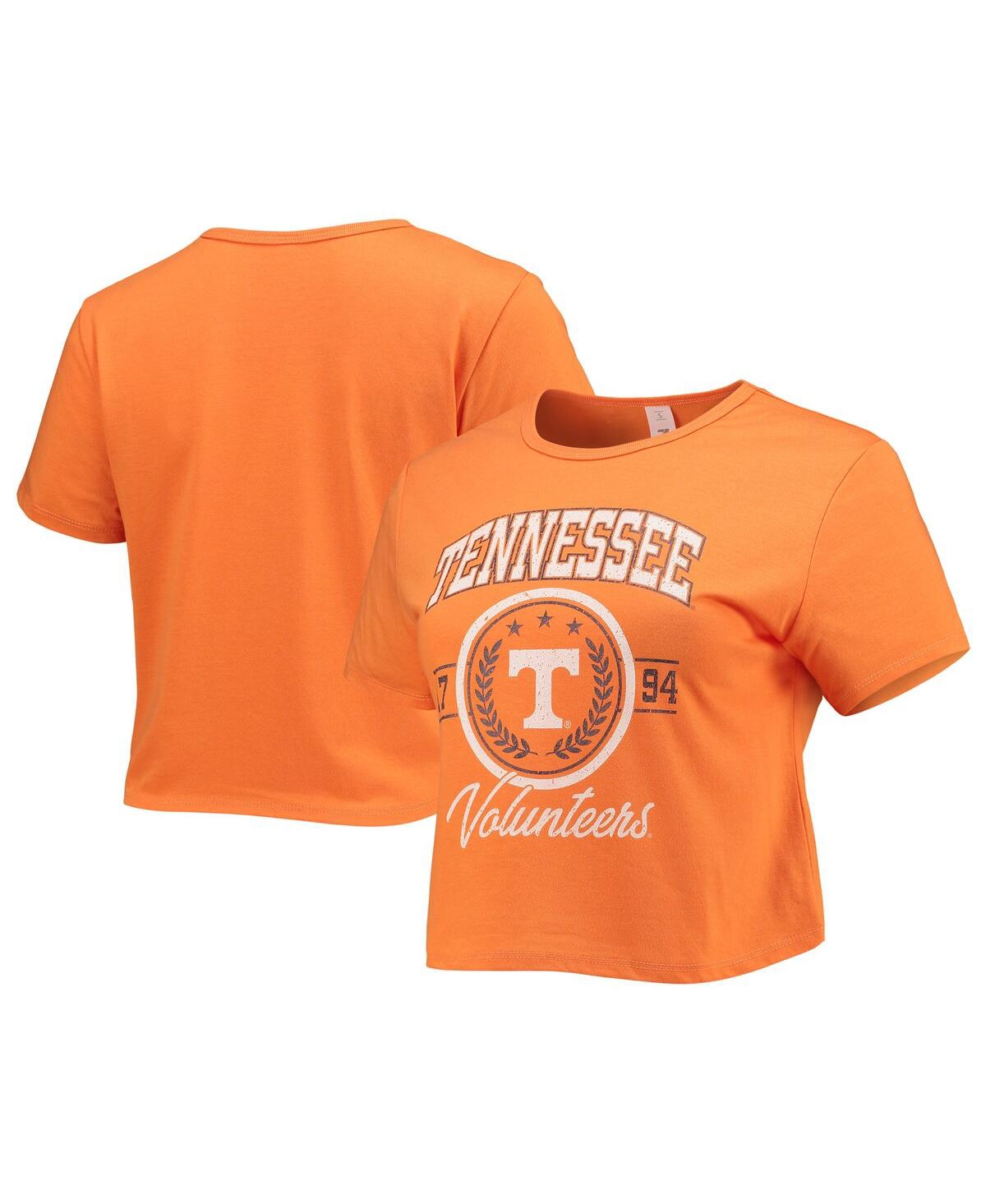 Women's ZooZatz Tennessee Orange Distressed Tennessee Volunteers Core Laurels Cropped T-shirt - Tennessee Orange