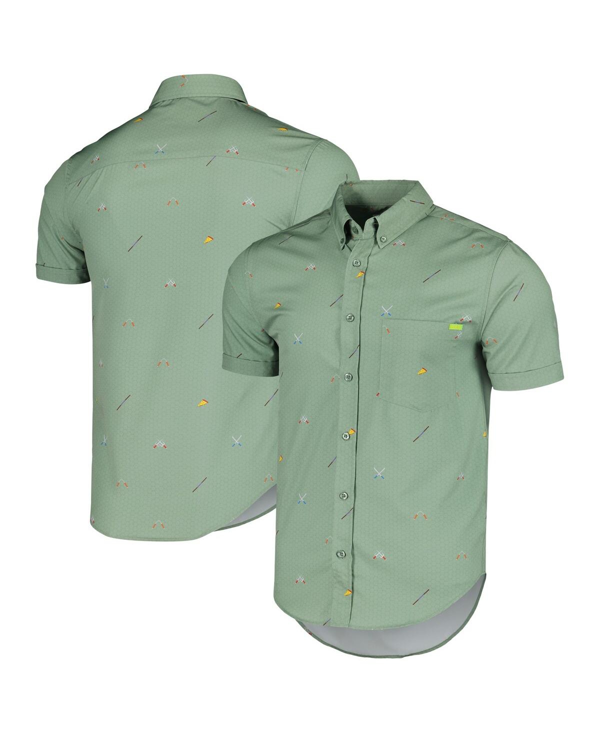 Rsvlts Men's  Green Teenage Mutant Ninja Turtles Ninja Armory Kunuflex Button-down Shirt