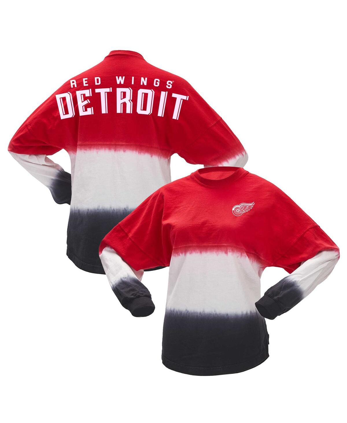 Women's Spirit Jersey Red, Black Detroit Red Wings Ombre Long Sleeve T-shirt - Red, Black