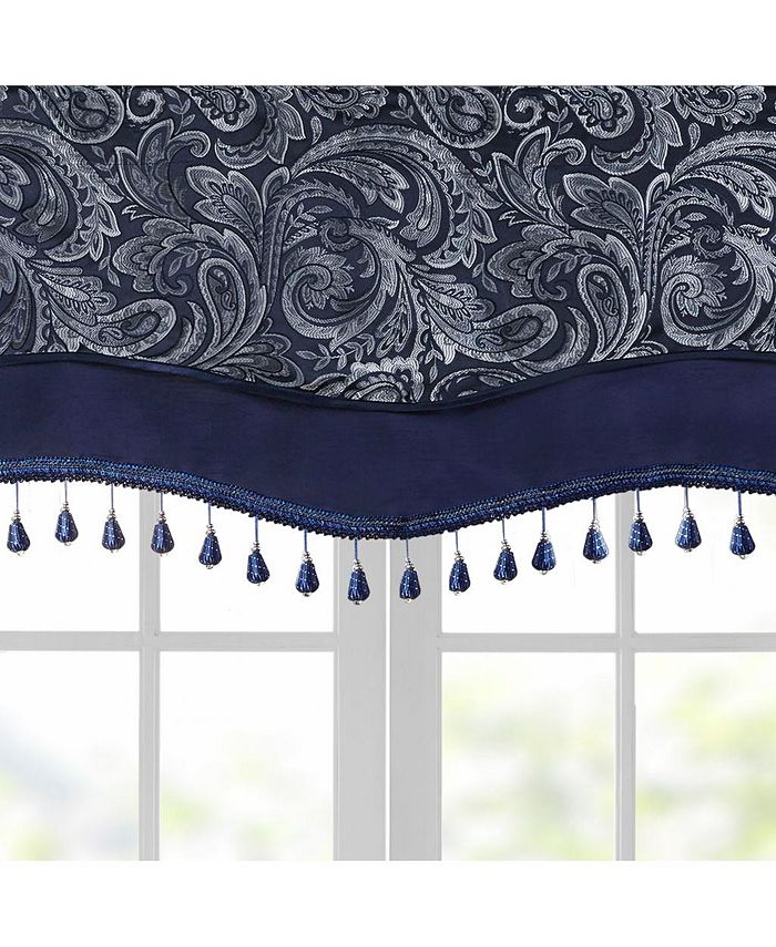 Madison Park Aubrey Jacquard Window Rod Pocket Valance Curtain With