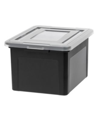 IRIS USA 4-Pack File Organizer Boxes - 33L Plastic Storage Bins For Letter/Legal Files | Stackable With Secure Lids