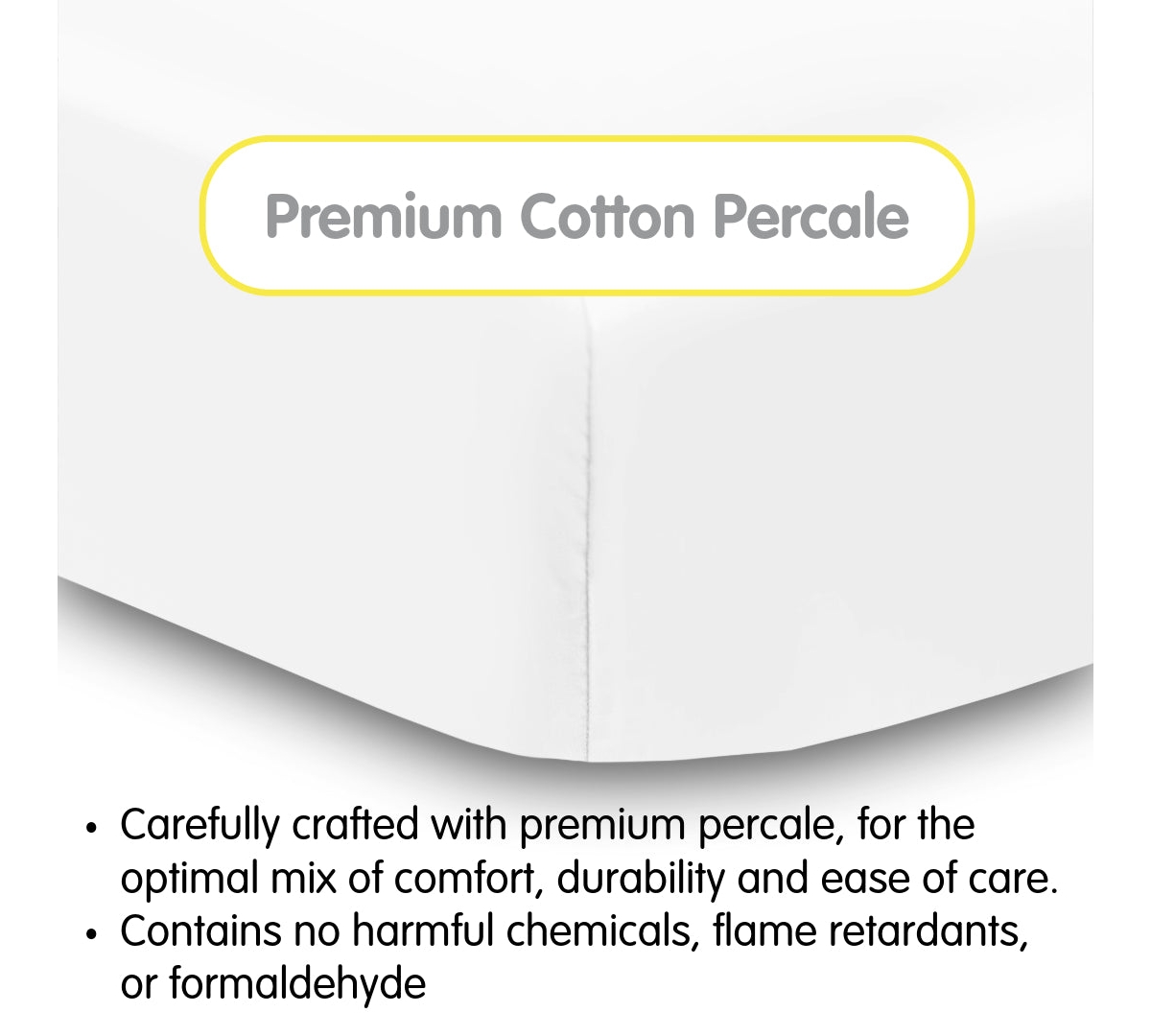 Breathable Baby Cotton Percale Fitted Sheet, For 52