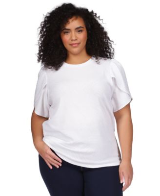 Michael Kors - Plus Size Tulip-Sleeve Jacquard Top