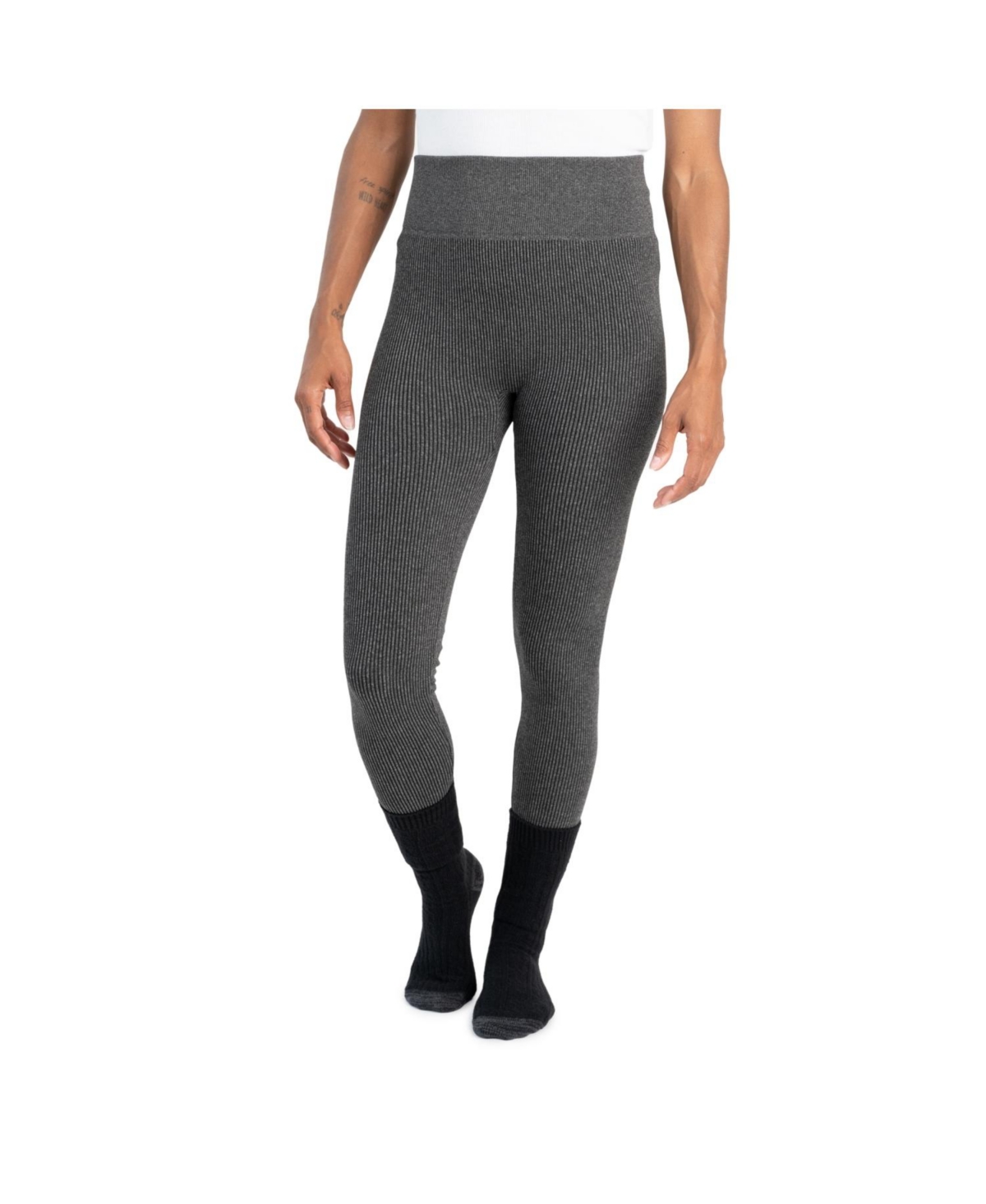 Muk Luks Women's Fleece Lined Legging and Sock Set -ebony