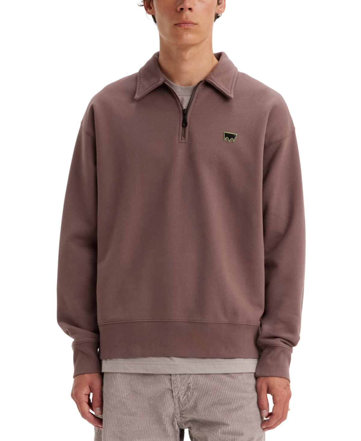 Shop Levi's Men's Relaxed-fit Quarter-zip Sweatshirt In Peppercorn