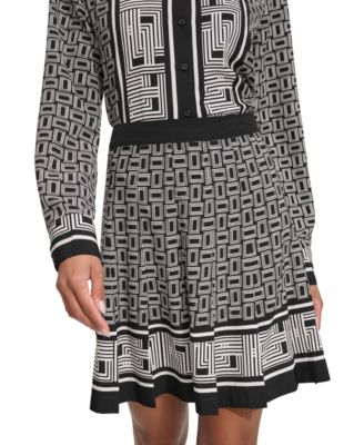 KARL LAGERFELD PARIS - Women's Mix Geo-Print Pleated Skirt