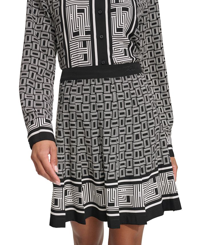 KARL LAGERFELD PARIS Women's Mix Geo-Print Pleated Skirt - Macy's