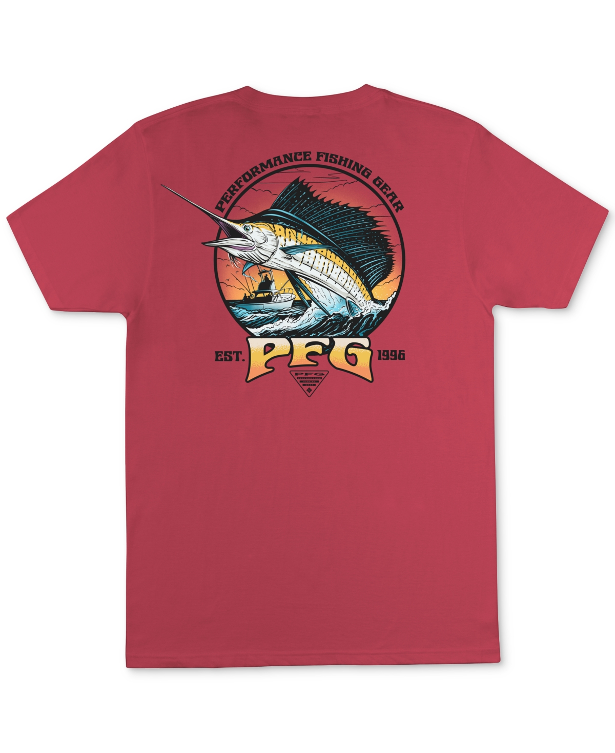 Columbia Men's Cruiser Pfg Sailfish Graphic T-shirt In Sunset Red