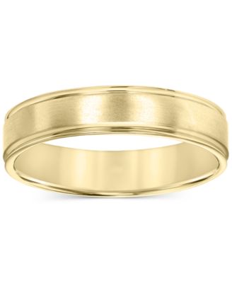 Men's Satin Finish Beveled Edge Band in 18k Gold-Plated Sterling Silver (Also in Sterling Silver)