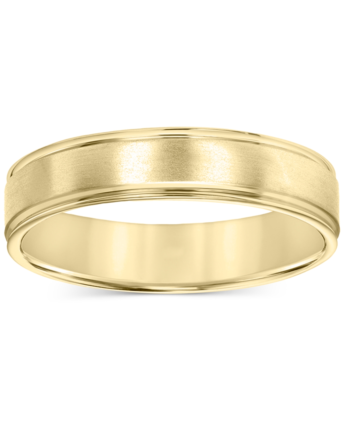 Shop Macy's Men's Satin Finish Beveled Edge Band In 18k Gold-plated Sterling Silver (also In Sterling Silver)