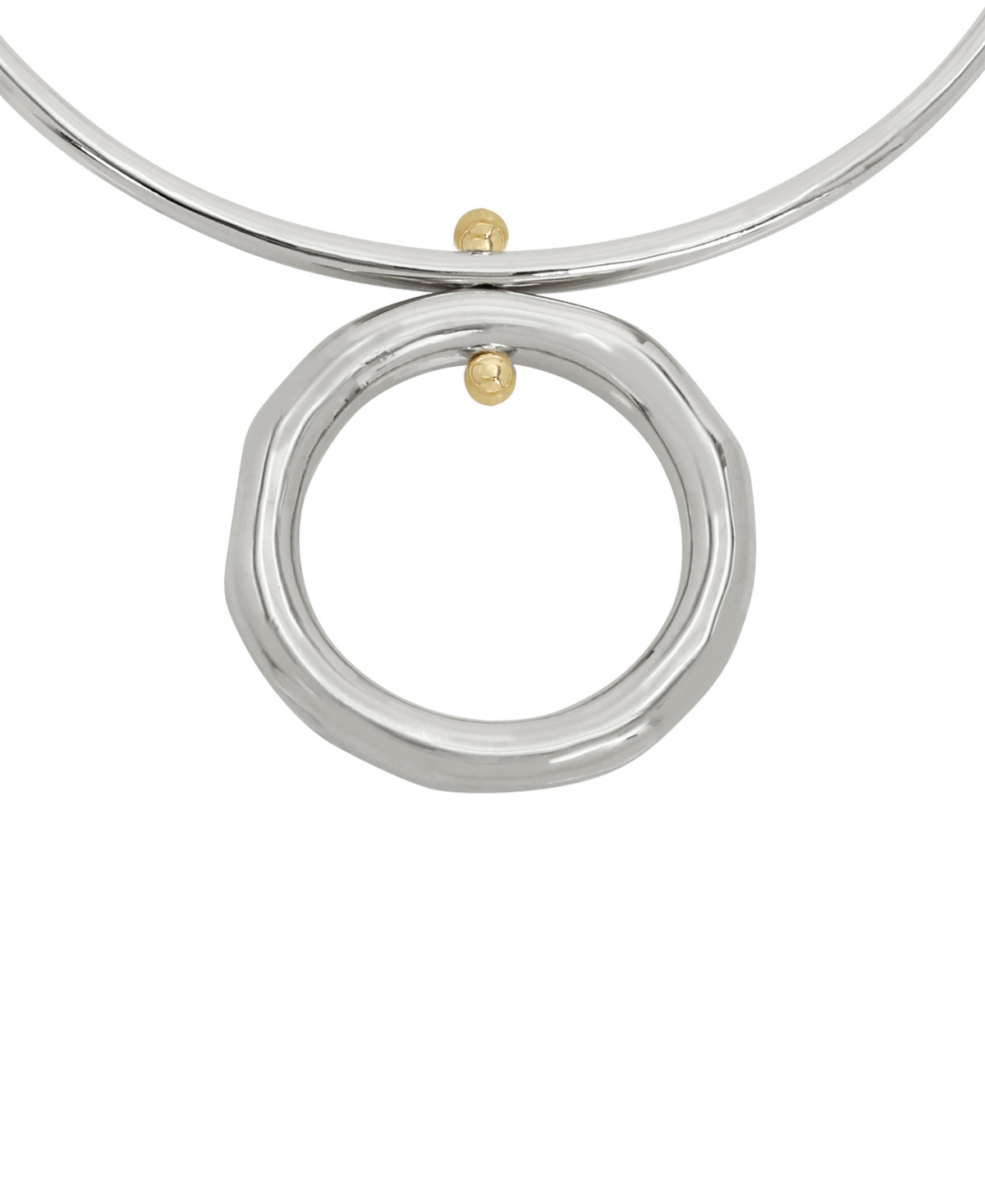 Shop Robert Lee Morris Soho Two-tone Open Circle Pendant Wire Necklace In Silver,two-tone