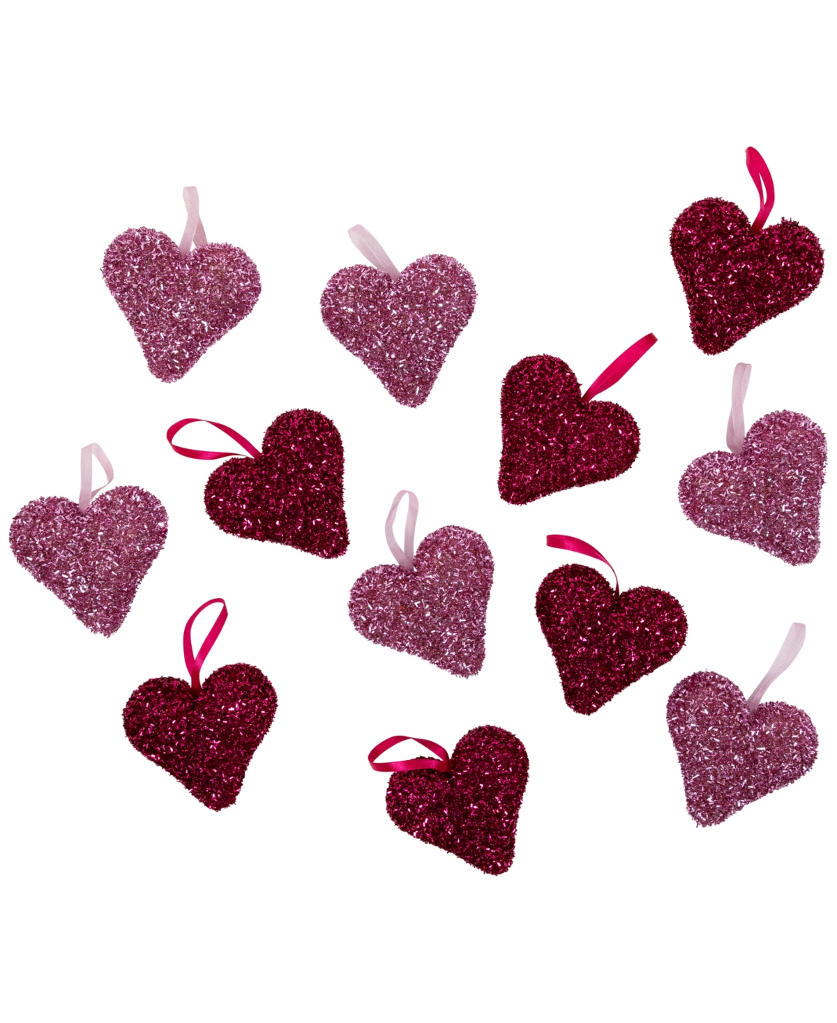 Northlight Set Of 12 Shimmering Heart Valentine's Day Wall Decorations 4" In Red