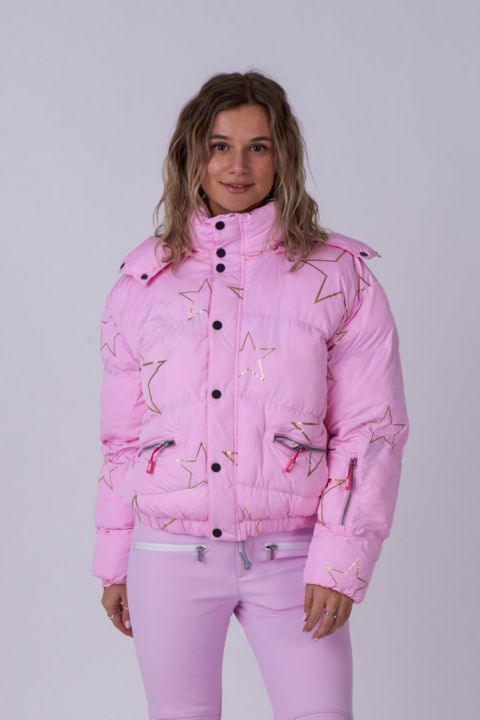 Женские куртки OOSC Women's Pink with Stars Chic Puffer Jacket