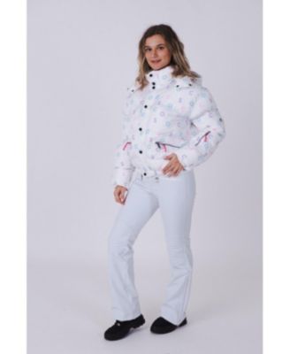 Women's White Print Chic Puffer Jacket