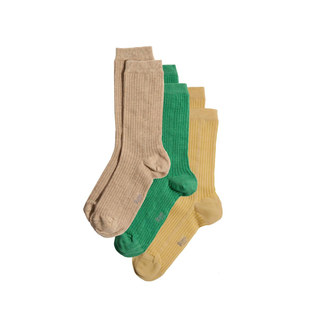 Stems Women's Conscious Cotton Cashmere Italian Socks Box Of Three -ochre/gris