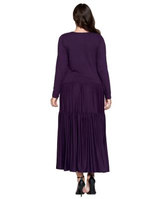 Plus Size Tiered Maxi Dress with Long Sleeves