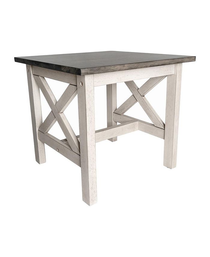 MERRICK LANE Matty Rustic End Table, Farmhouse Style Solid Wood Accent