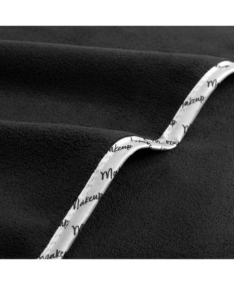 Bck2u Black Coral Fleece Makeup Removal Washcloths with Satin Printed Piping (Pack of 6), Larger Fingertip Towels 11x 17, Black