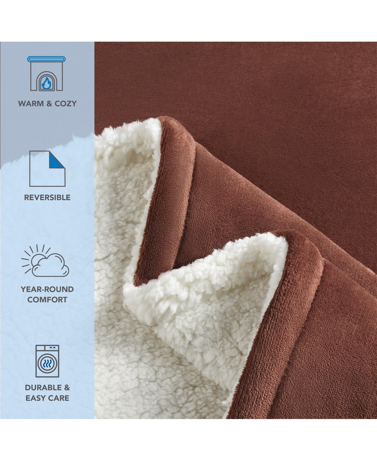 Host & Home Plush Sherpa Throw, Versatile 2-Sided Throw Blanket, 200GSM Mink Velvet Face, 250GSM Reverse, 4 Color Options