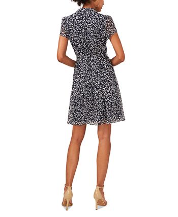 MSK Petite Printed Short Sleeve Tie Waist Shirtdress Macy s