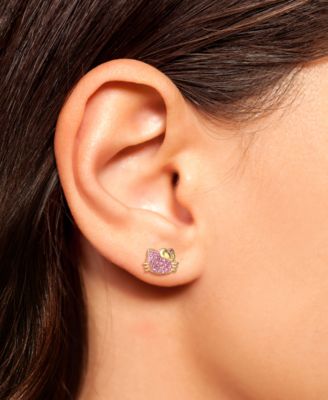 Macy's Hello Kitty Crystal Pavé & Enamel Stud Earrings in