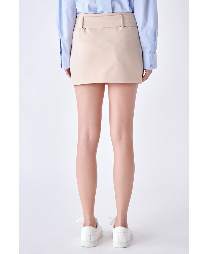 English Factory Women's Belted Low Waist Skirt - Macy's