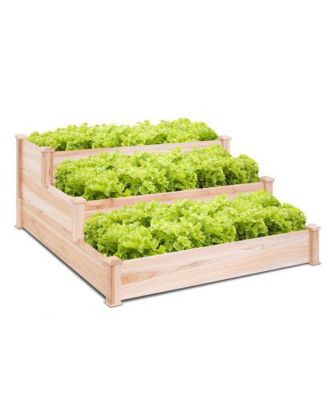 3 Tier Wooden Raised Garden Bed for Flowers and Vegetables