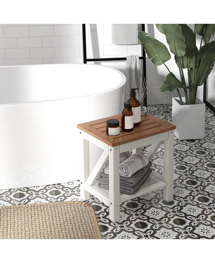 Slickblue 2tier Waterproof Shower Bench with Storage ShelfBrown Macy's