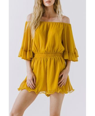 Women's Ruffled Sleeve Romper