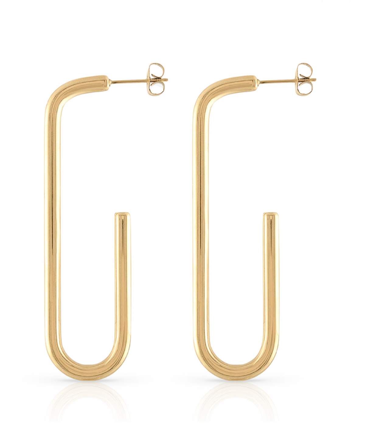 Gold-Tone Elongated Non-Tarnish Hoop Earrings - Gold