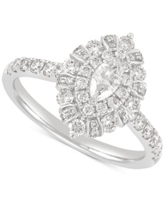 Macy's - Diamond Marquise & Round Halo Engagement Ring (1 ct. t.w.) in 14k White Gold