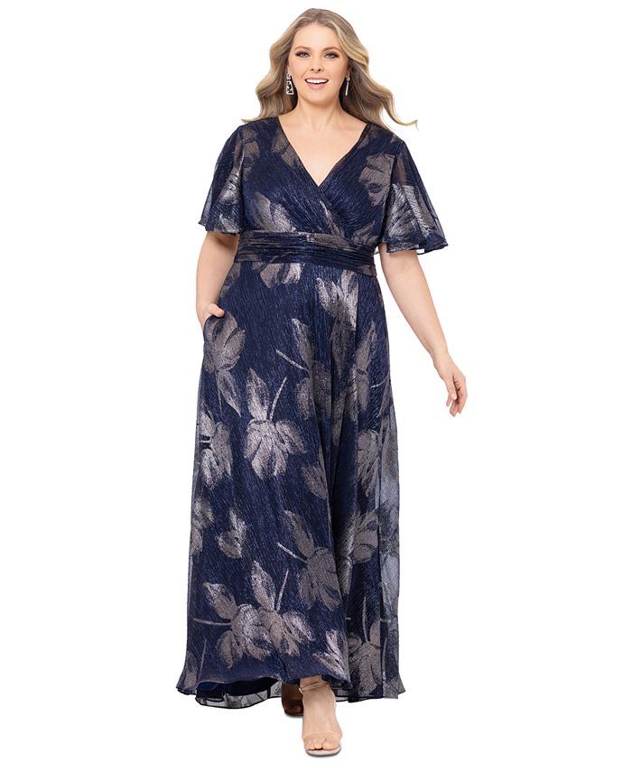 Betsy Adam Plus Size Metallic Print A Line Dress Macy s