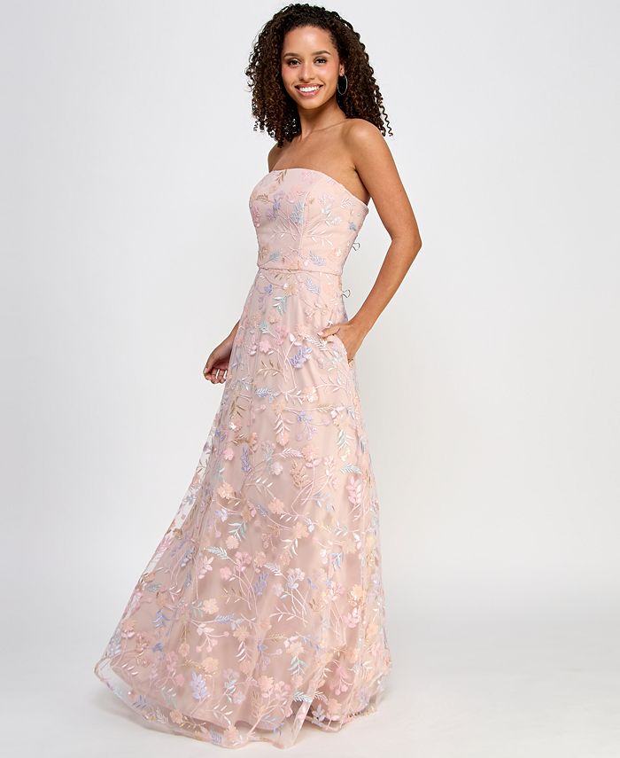 Morgan & Company Juniors' Strapless All Over Embroidery and Sequin Gown ...