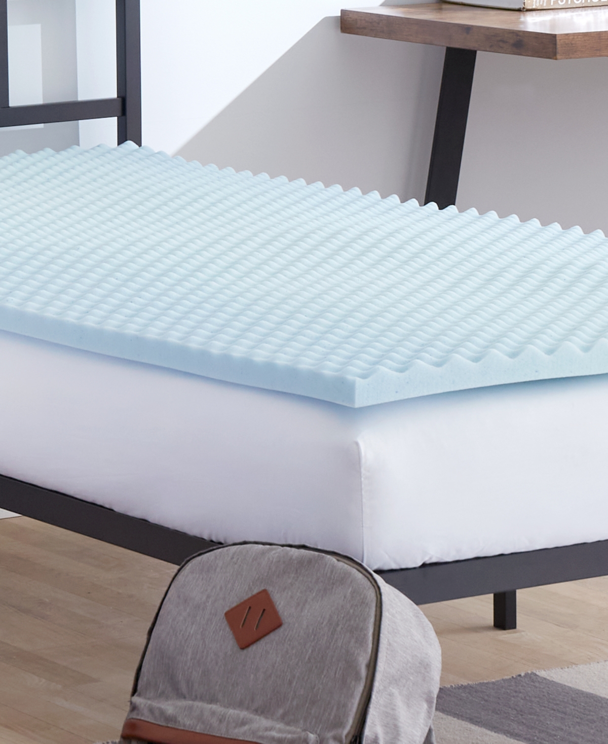 Shop Prosleep Back To Campus 1.5" Convoluted Gel-infused Memory Foam Mattress Topper, Twin Xl, Created For Macy's In Blue