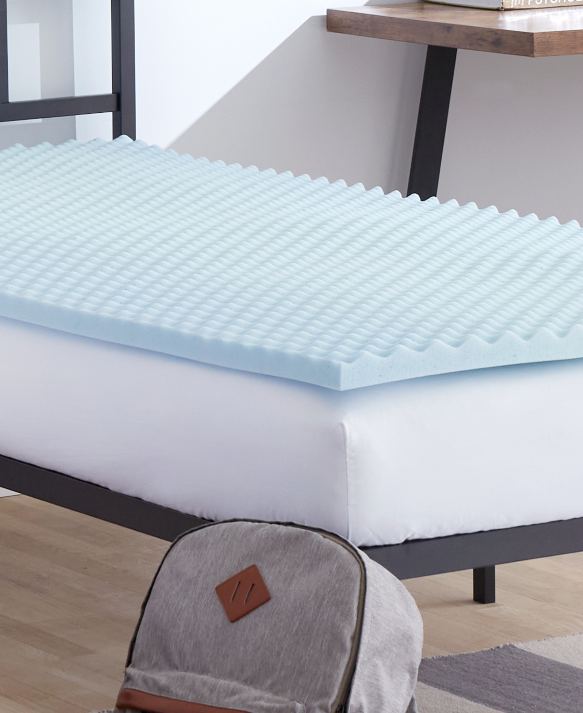 Prosleep Back To Campus 1.5" Convoluted Gel-infused Memory Foam Mattress Topper, Twin Xl, Exclusively At Macy In Blue