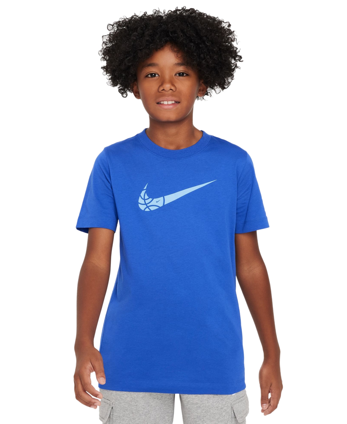 Nike Big Kids Sportswear Relaxed-fit Printed Crewneck T-shirt In Gamerl,unv