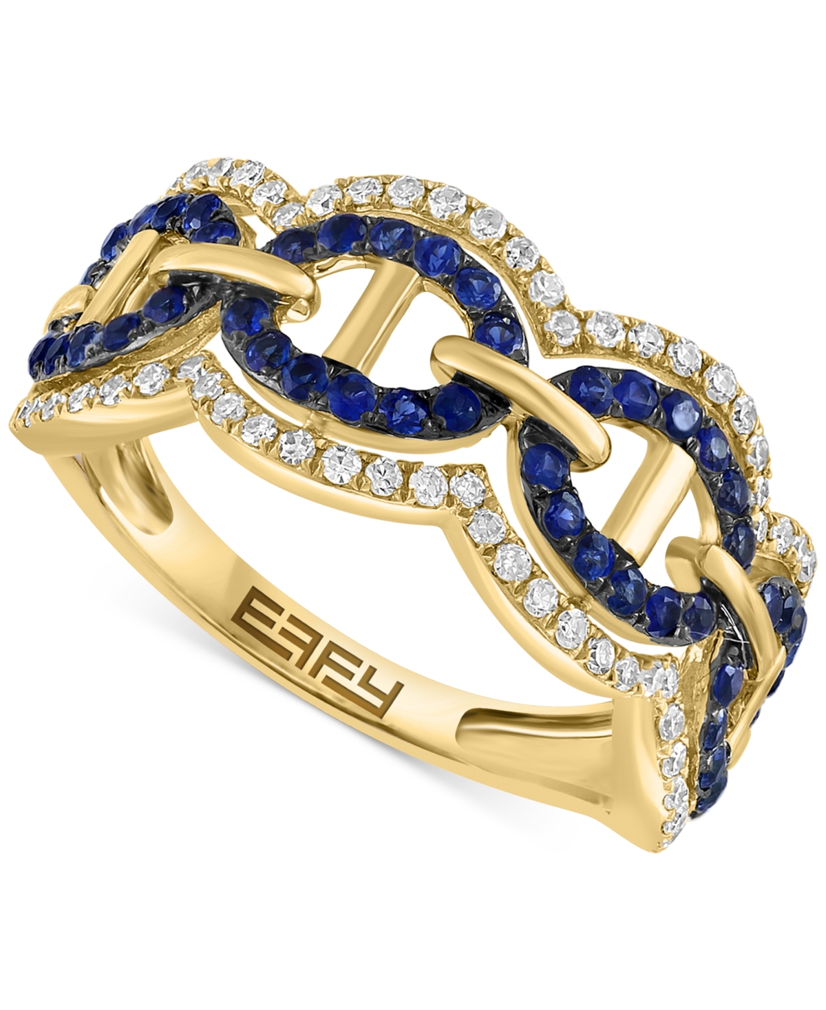 Effy Collection Effy Sapphire (3/8 Ct. T.w.) & Diamond (1/4 Ct. T.w.) Openwork Statement Ring In 14k Gold In Yellow Gold