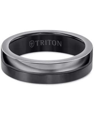 Men's Two-Tone Textured Insert Wedding Band in Titanium