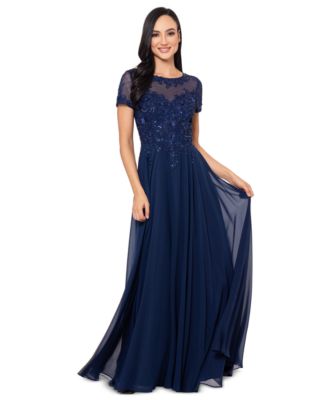 Petite Embellished Illusion-Bodice Gown