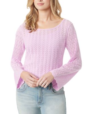 Jessica Simpson - Women's Taytum Pointelle-Knit Bell-Sleeve Sweater