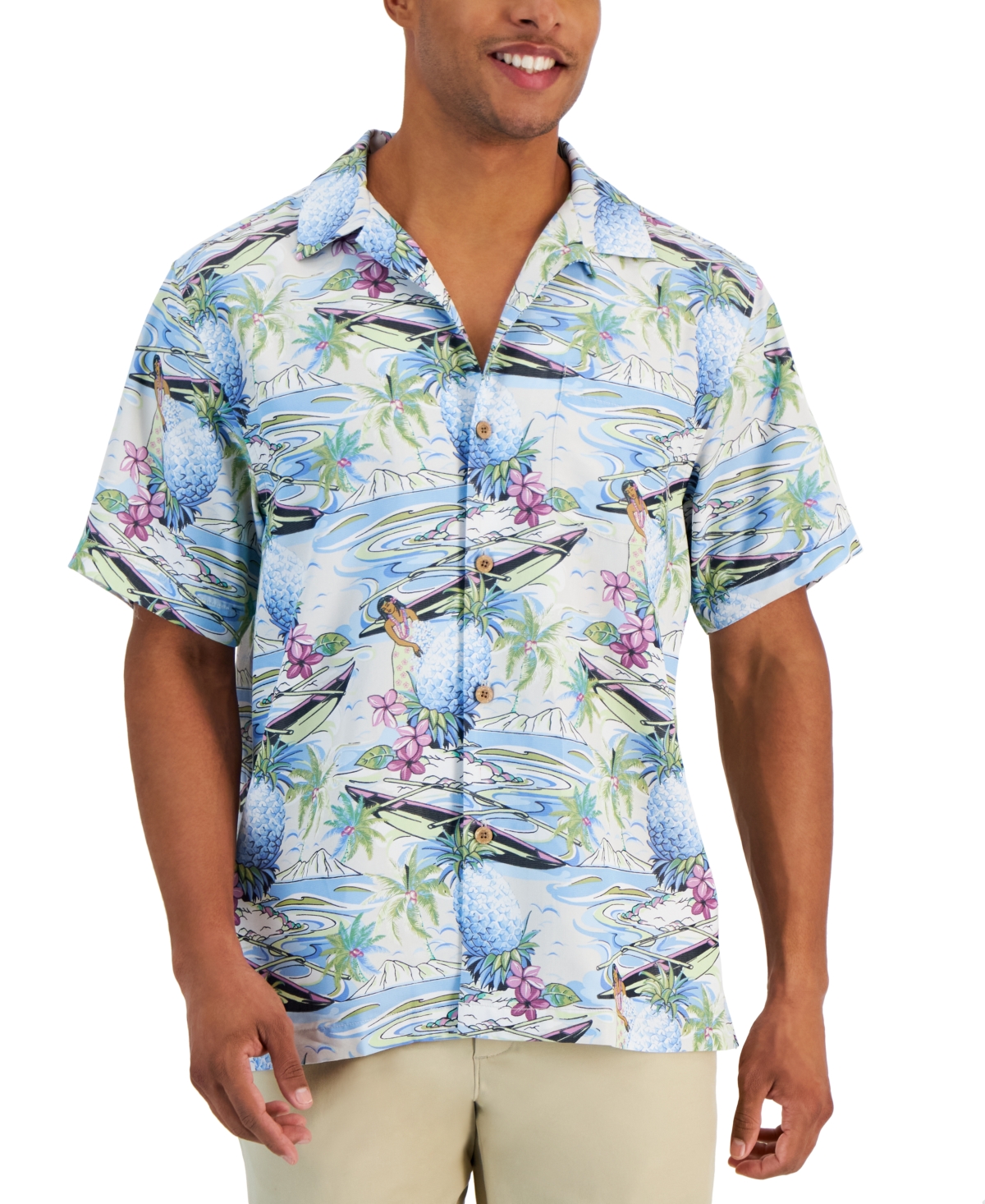 Shop Tommy Bahama Men's Coconut Point Pina Oasis Graphic Shirt In Island Bouquet