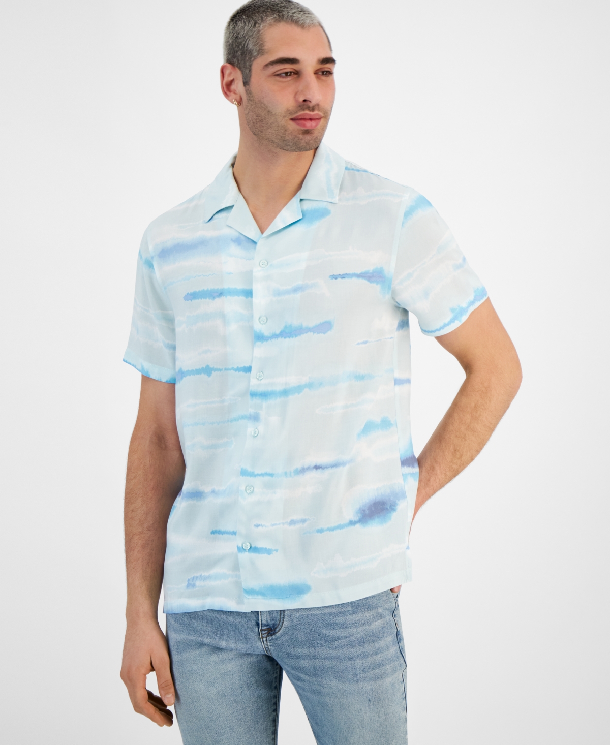And Now This Men's Challis Resort Shirt In Tie Dye